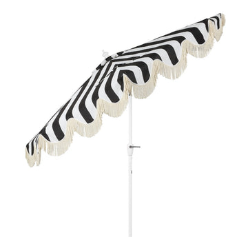 Beverly 9 ft. Designer Classic Scalloped Fringe Half Market Patio Umbrella